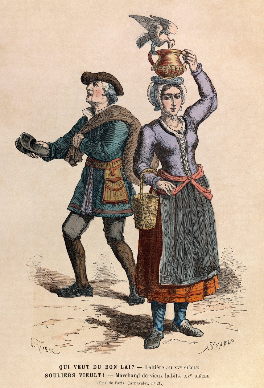 Vendeurs de lait et de vêtements d
