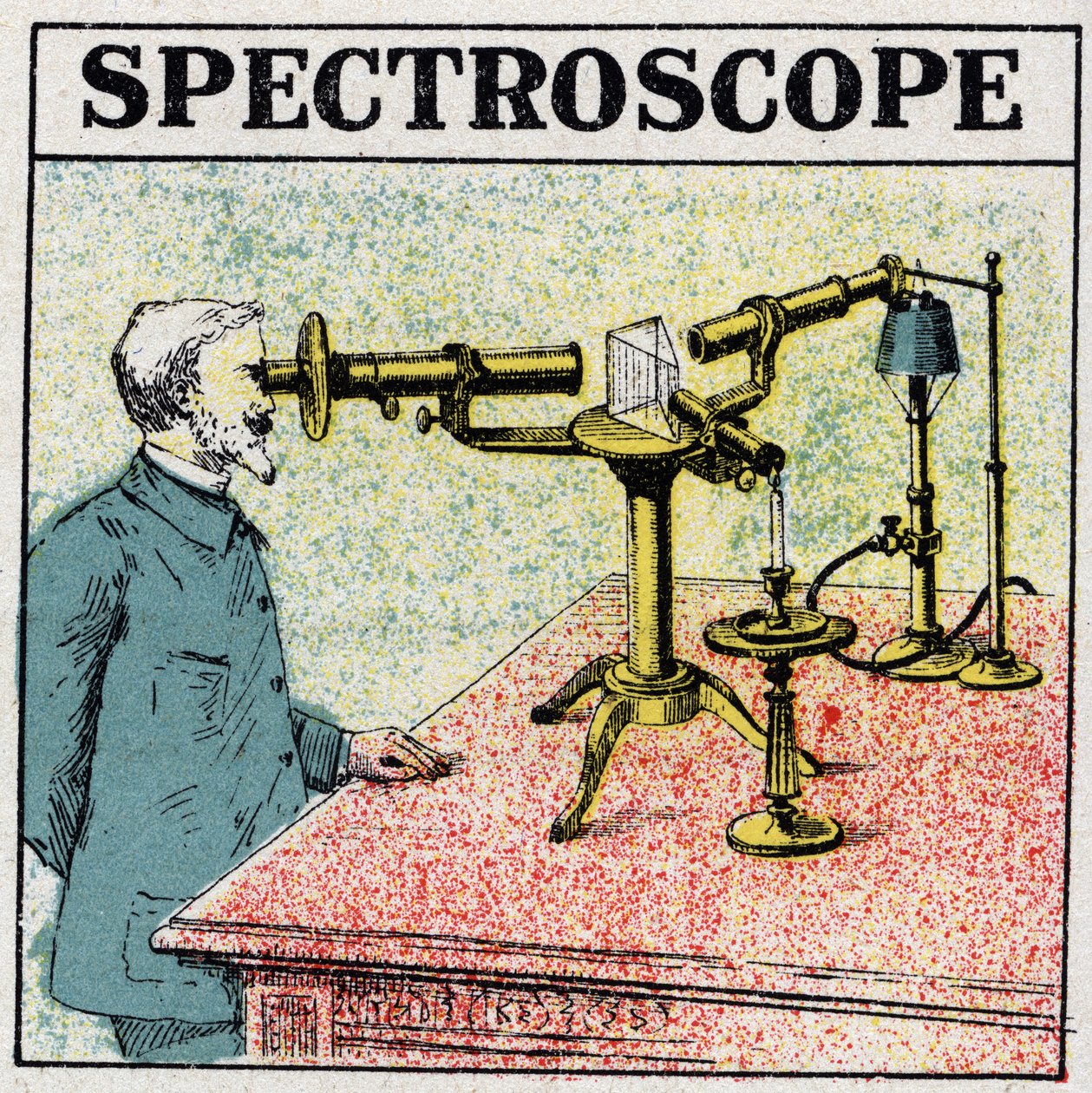 Analyse spectrale : un spectroscope. Illustration anonyme de 1925. Collection privée. - Anonymous Anonymous