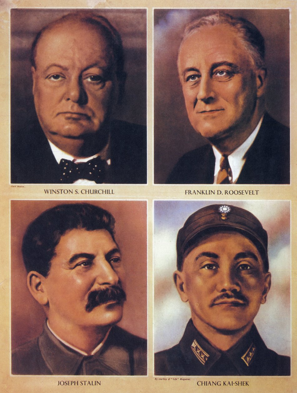 Les dirigeants alliés de la Seconde Guerre mondiale - Winston Churchill, Franklin Delano Roosevelt, Joseph Staline et Chiang Kai Shek - 1943 - Anonymous Anonymous