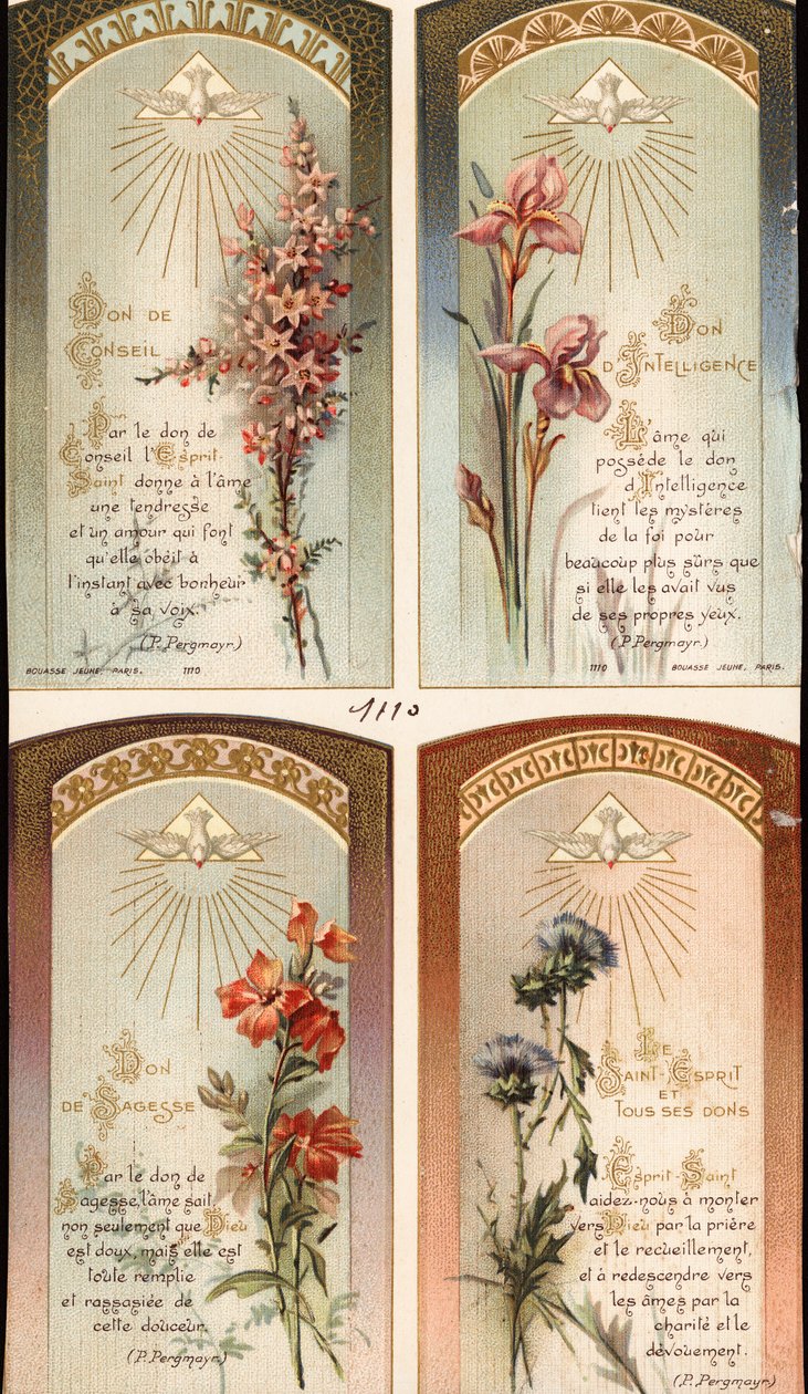 Les Quatre Dons : Conseil, Intelligence, Sagesse et Saint-Esprit (Image pieuse) - Anonymous Anonymous