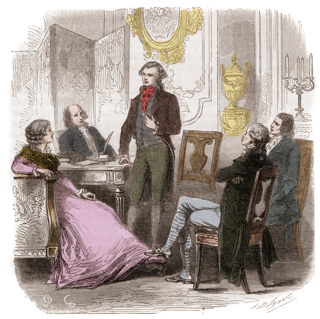 Les Girondins chez Madame Roland - Gravure dans « Histoire des Girondins » par Alphonse de Lamartine (1790-1869) 1865-1866 - Collection privée - Anonymous Anonymous