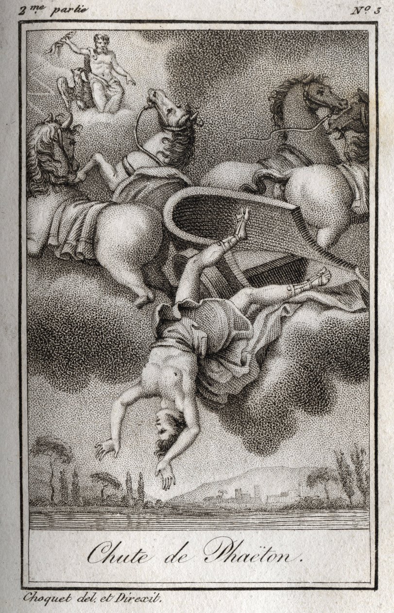 La chute de Phaéton. Phaéton, incapable de contrôler le char d