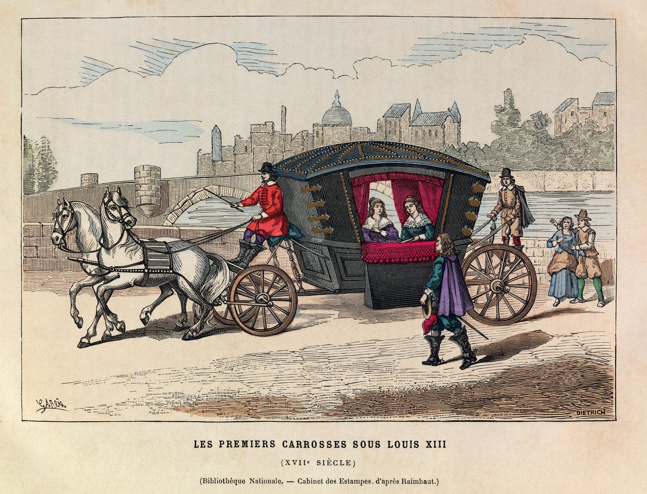 Les premières voitures sous le règne du roi Louis XIII au 17e siècle (collection privée) - Anonymous Anonymous