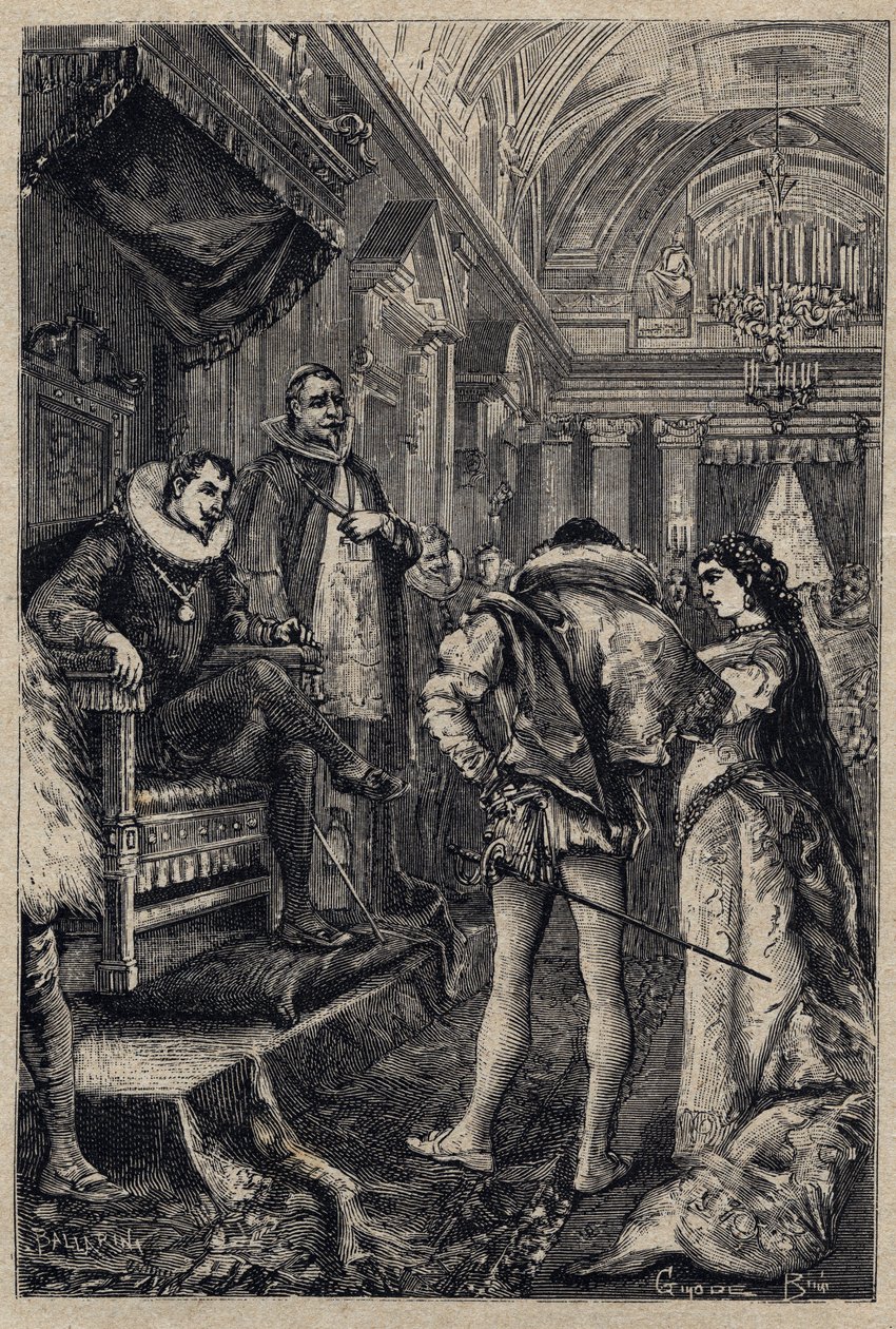 Le mariage de Giulia Farnese avec Orsino Orsini dans la maison de Rodrigo Borgia 1489 - gravure de « Lucrezia Borgia » par Oscar Pio - 1883 - Anonymous Anonymous