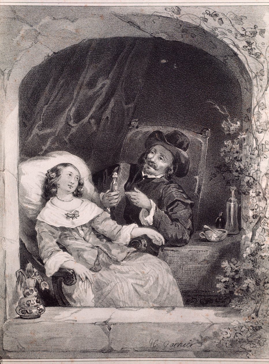 La visite du médecin à une jeune dame (lithographie) - Anonymous Anonymous
