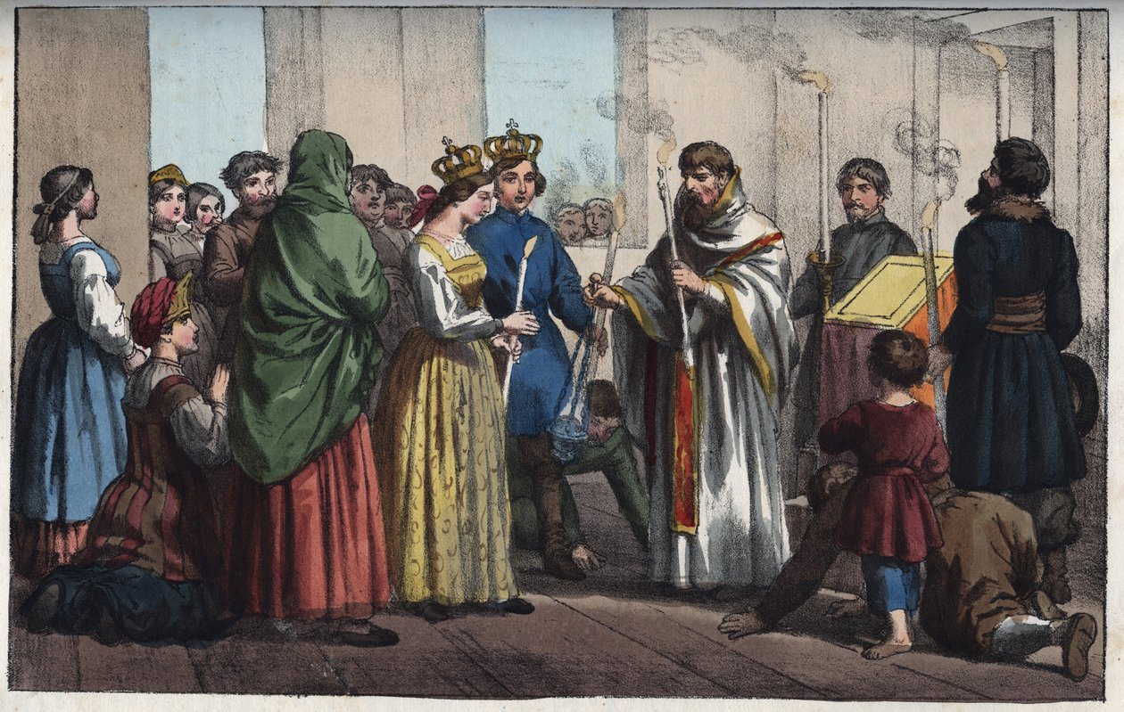 Mariages en Russie au XVIIIe siècle (gravure de 