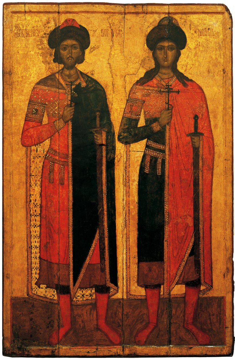 Saints Boris et Gleb, milieu du 14ème siècle - Anonymous Russian icon painter