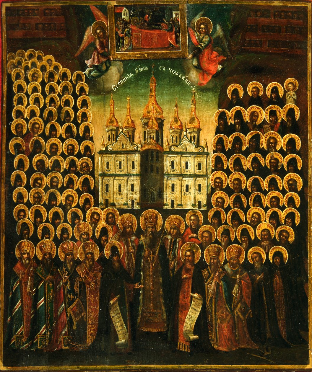 La Synaxe des Saints des Grottes de Kiev, seconde moitié du XVIIIe siècle - Anonymous Russian icon painter
