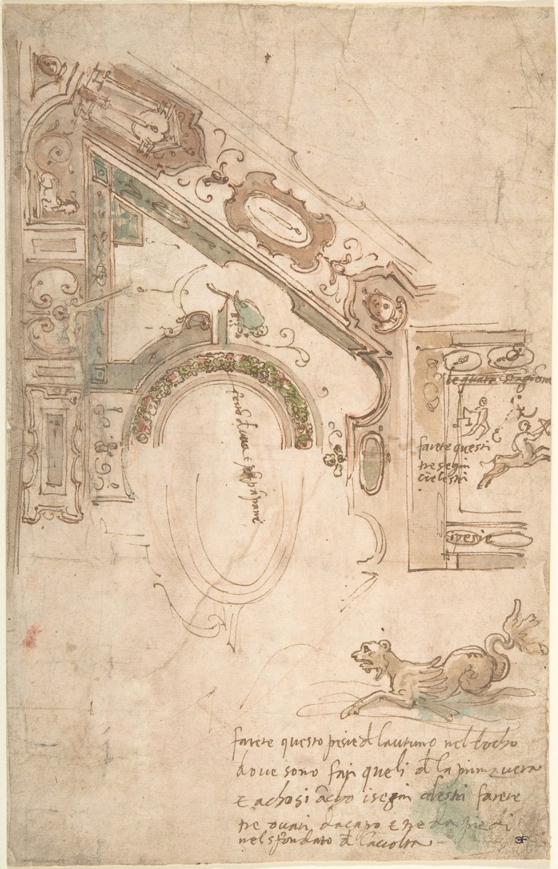 Plan de quart pour un plafond voûté, ca. 1561 - Antenore Ridolfi