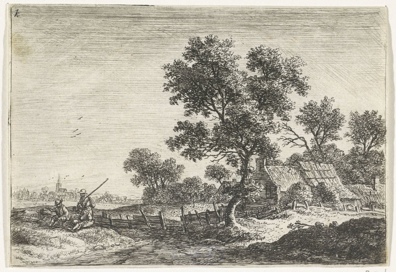 Paysans sur une colline - Anthonie Waterloo