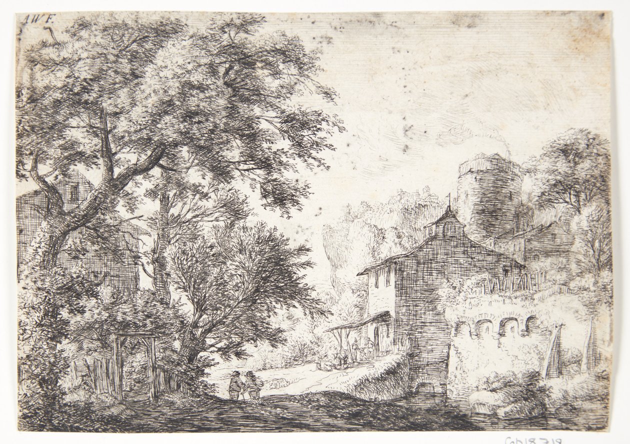 Mur de la ville avec une auberge - Anthonie Waterloo