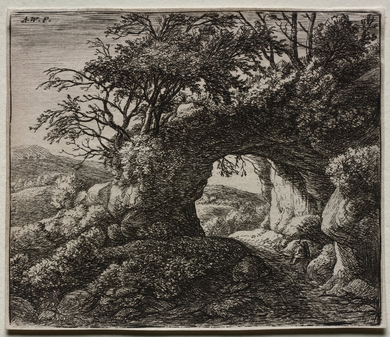 Quatre paysages : Le Rocher percé - Anthonie Waterloo