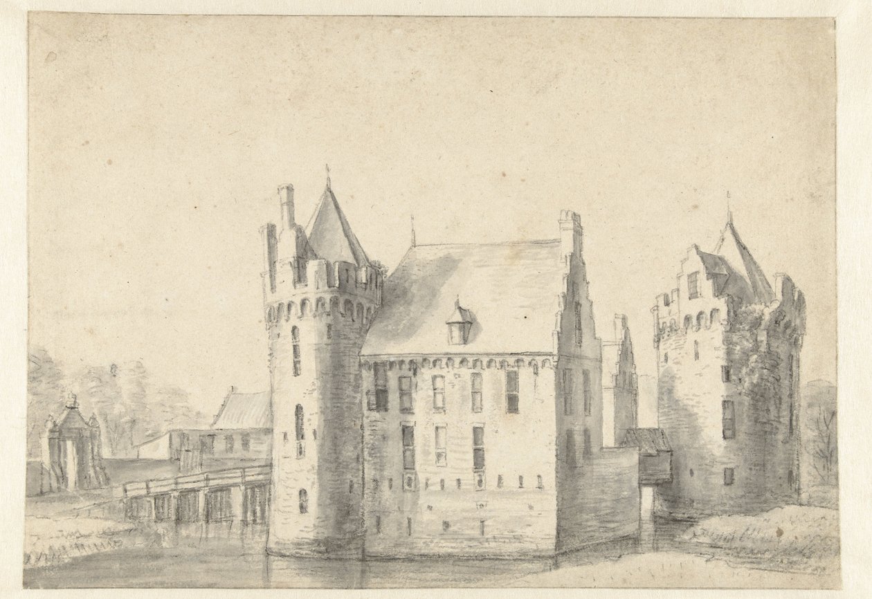 Vue du château de Sjaerdema à Franeker - Anthonie Waterloo