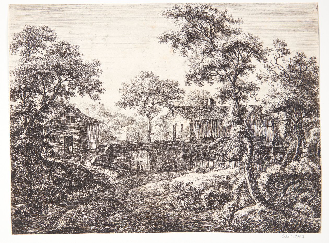 Village avec une porte de ville - Anthonie Waterloo