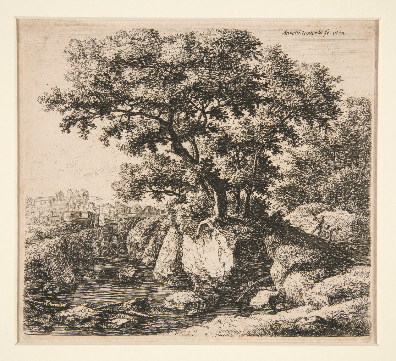 Paysage avec un homme conduisant un âne - Anthonie Waterloo