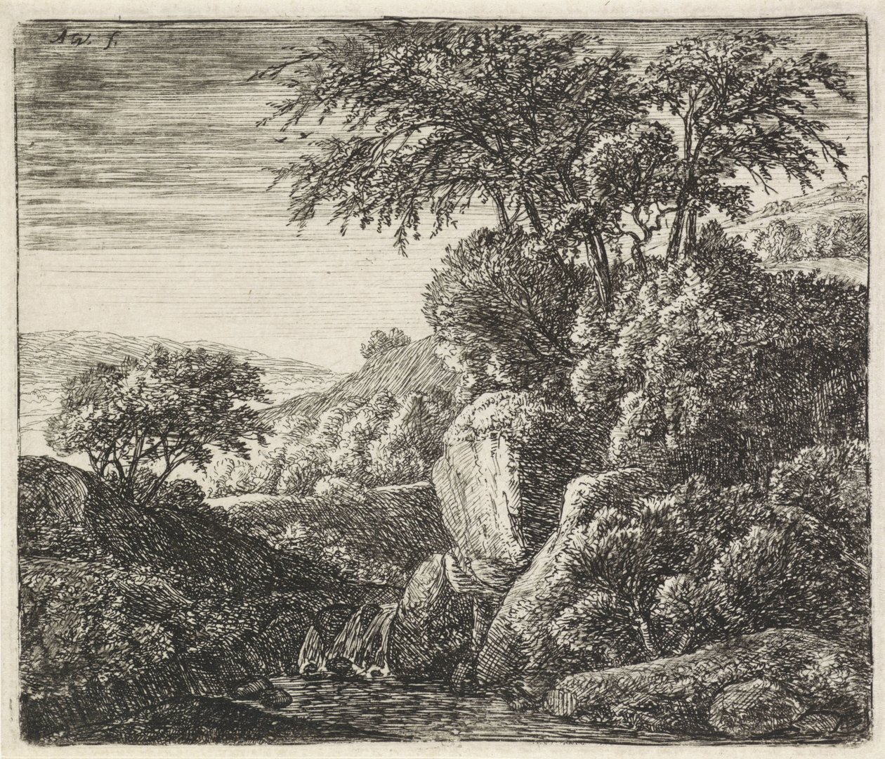 Paysage avec une petite cascade - Anthonie Waterloo