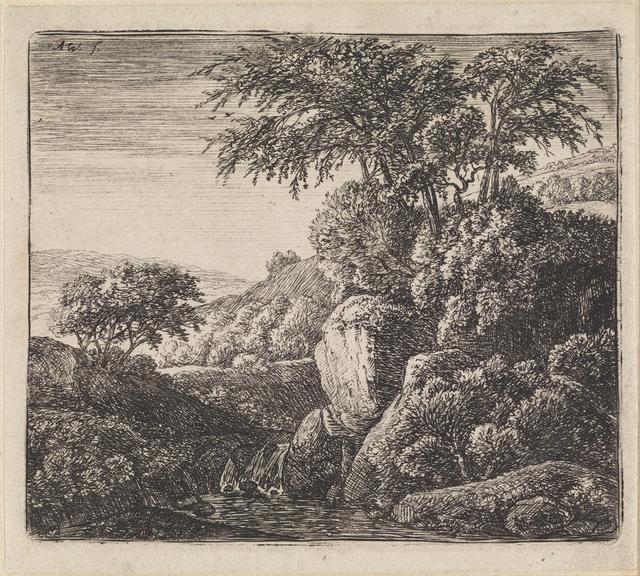 Paysage avec cascade - Anthonie Waterloo
