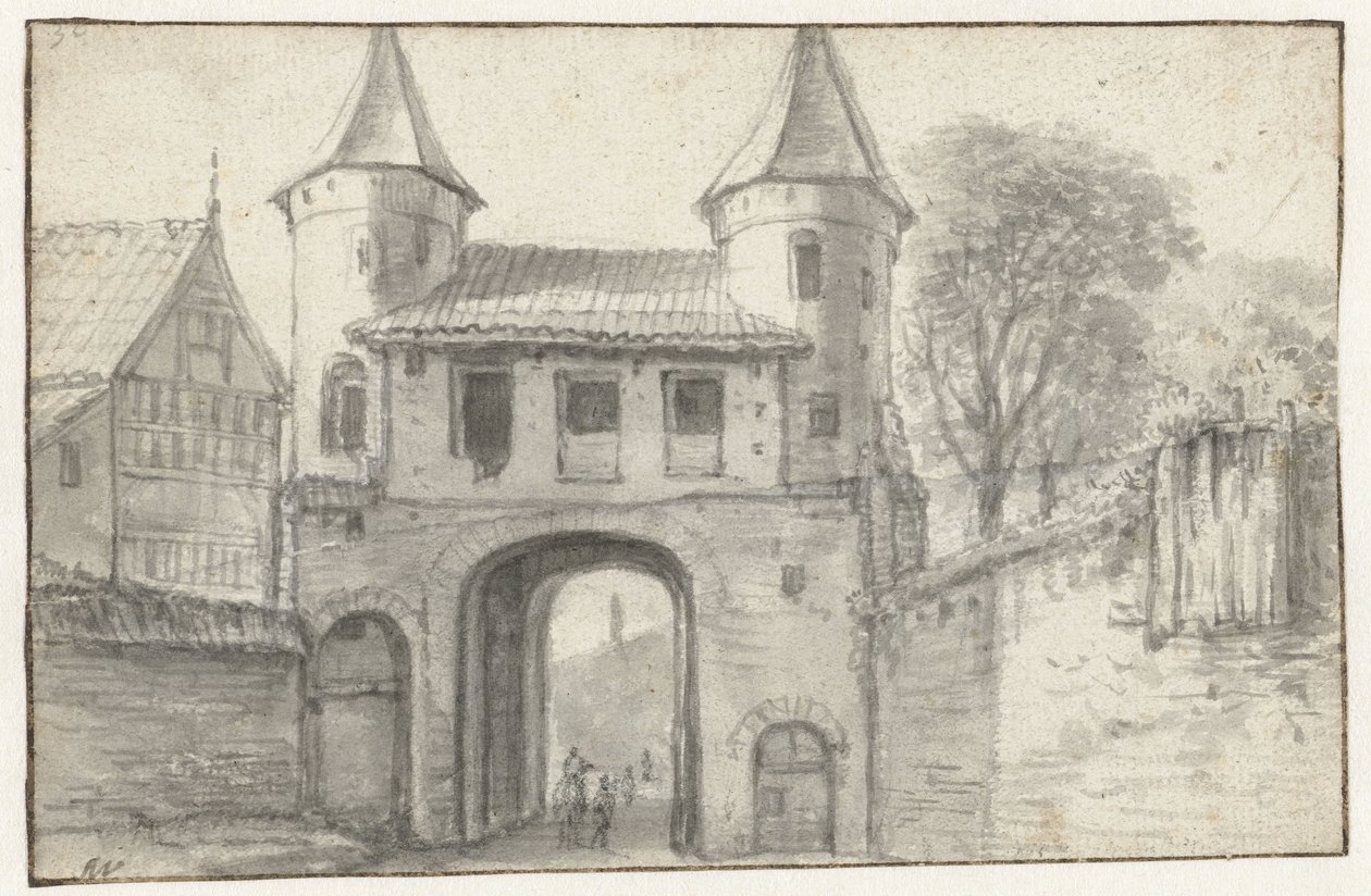Porte de la ville à Hambourg (?), vue de l