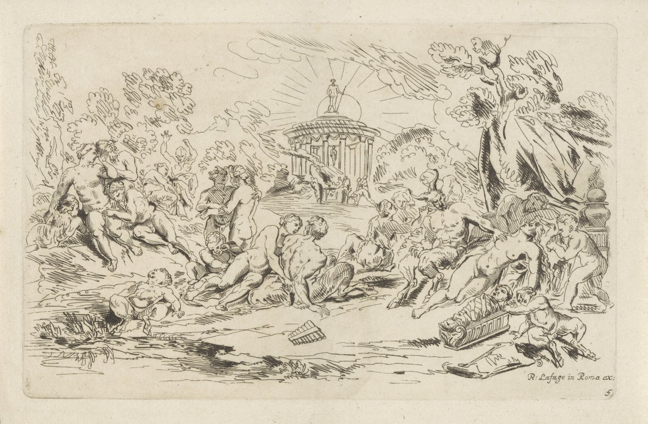 Nymphes et satyres devant un temple de Bacchus - Anthonie de Winter