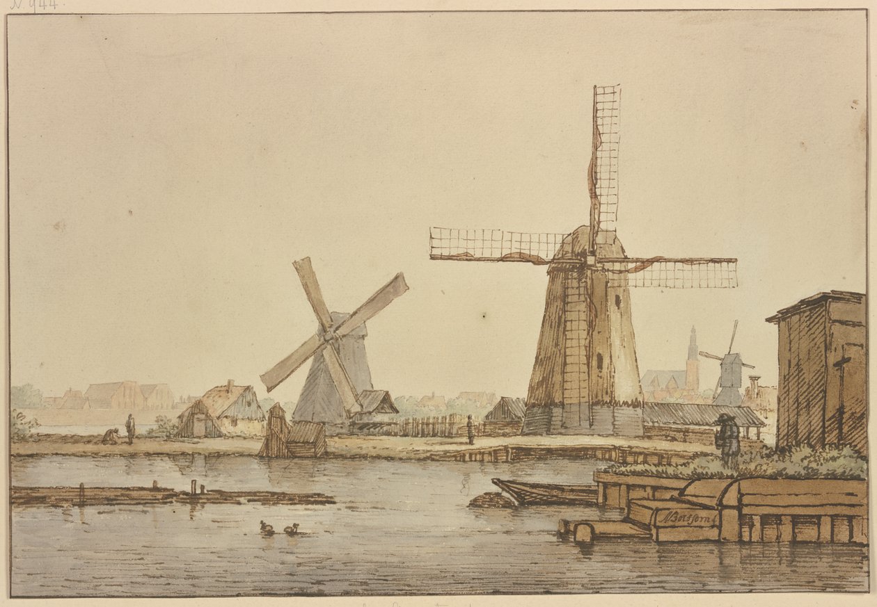 Trois moulins à vent près d
