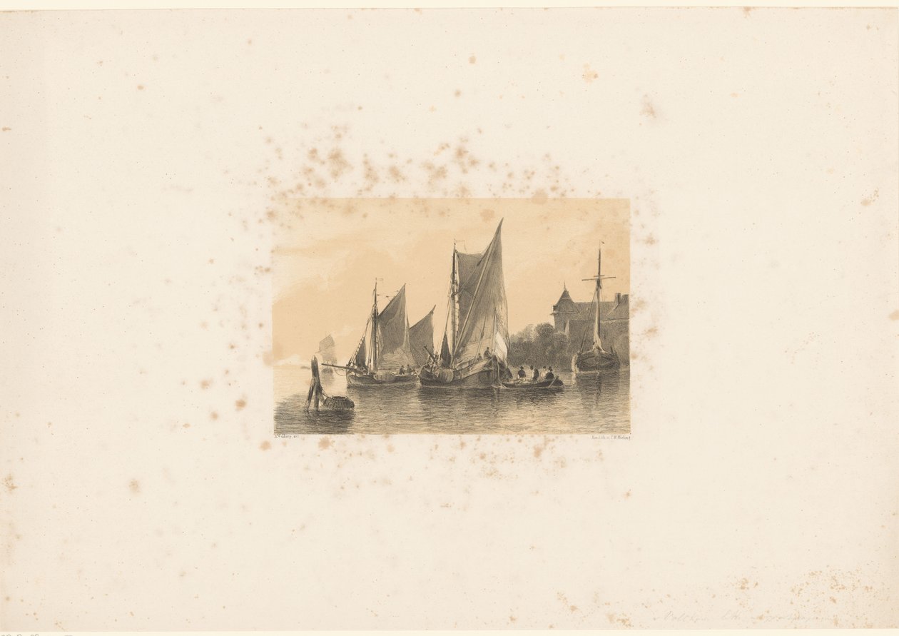 Voiliers sur la rivière - Anthonie van Volkom