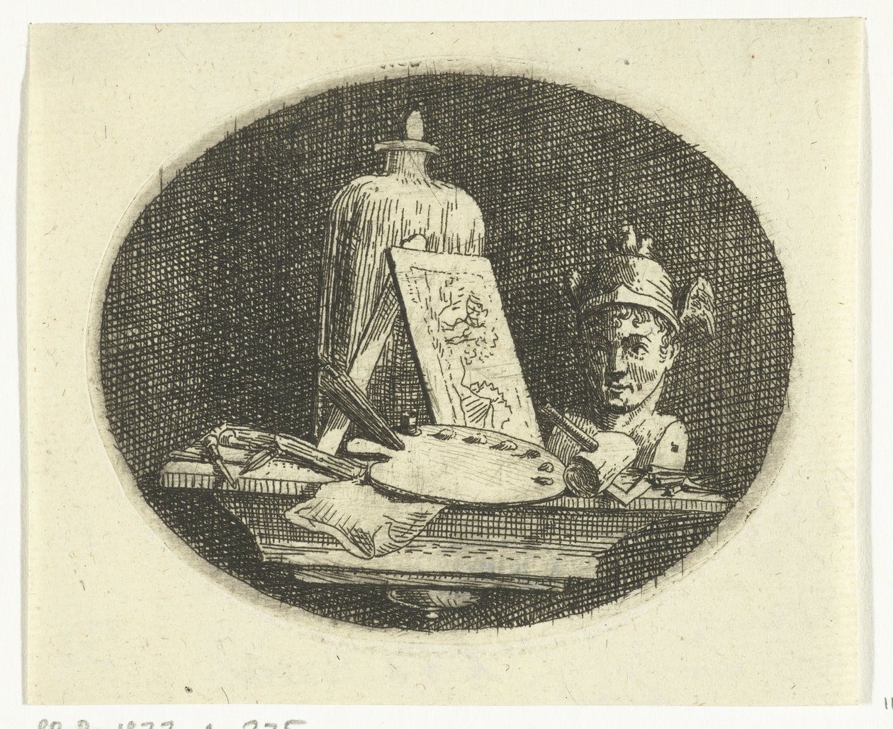 Nature morte avec palette, tableau et buste de Mercure - Anthonie van den Bos