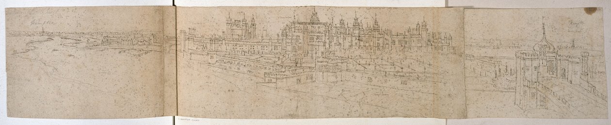 Palais de Hampton Court depuis la rivière, vers 1544 - Anthonis van den Wyngaerde