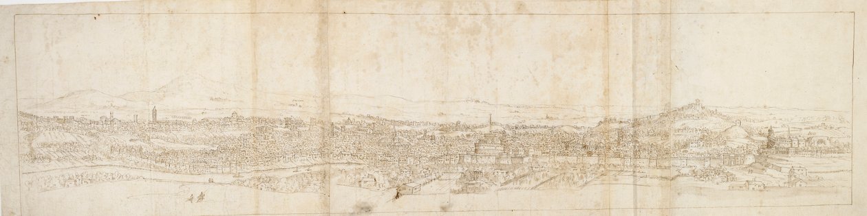 Vue panoramique de Rome depuis Monte Mario, Castel S. Angelo au premier plan - Anthonis van den Wyngaerde