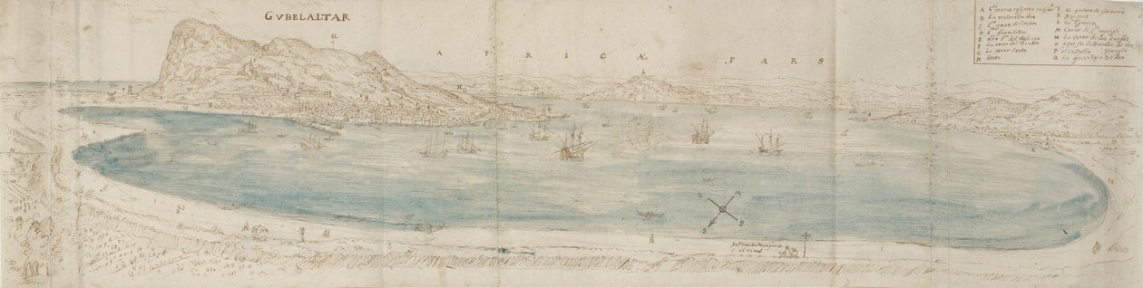 Vue panoramique sur la baie de Gibraltar - Anthonis van den Wyngaerde