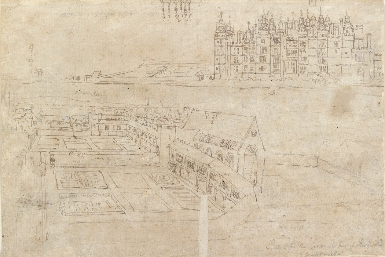 La façade fluviale du palais de Richmond et les jardins privés - Anthonis van den Wyngaerde
