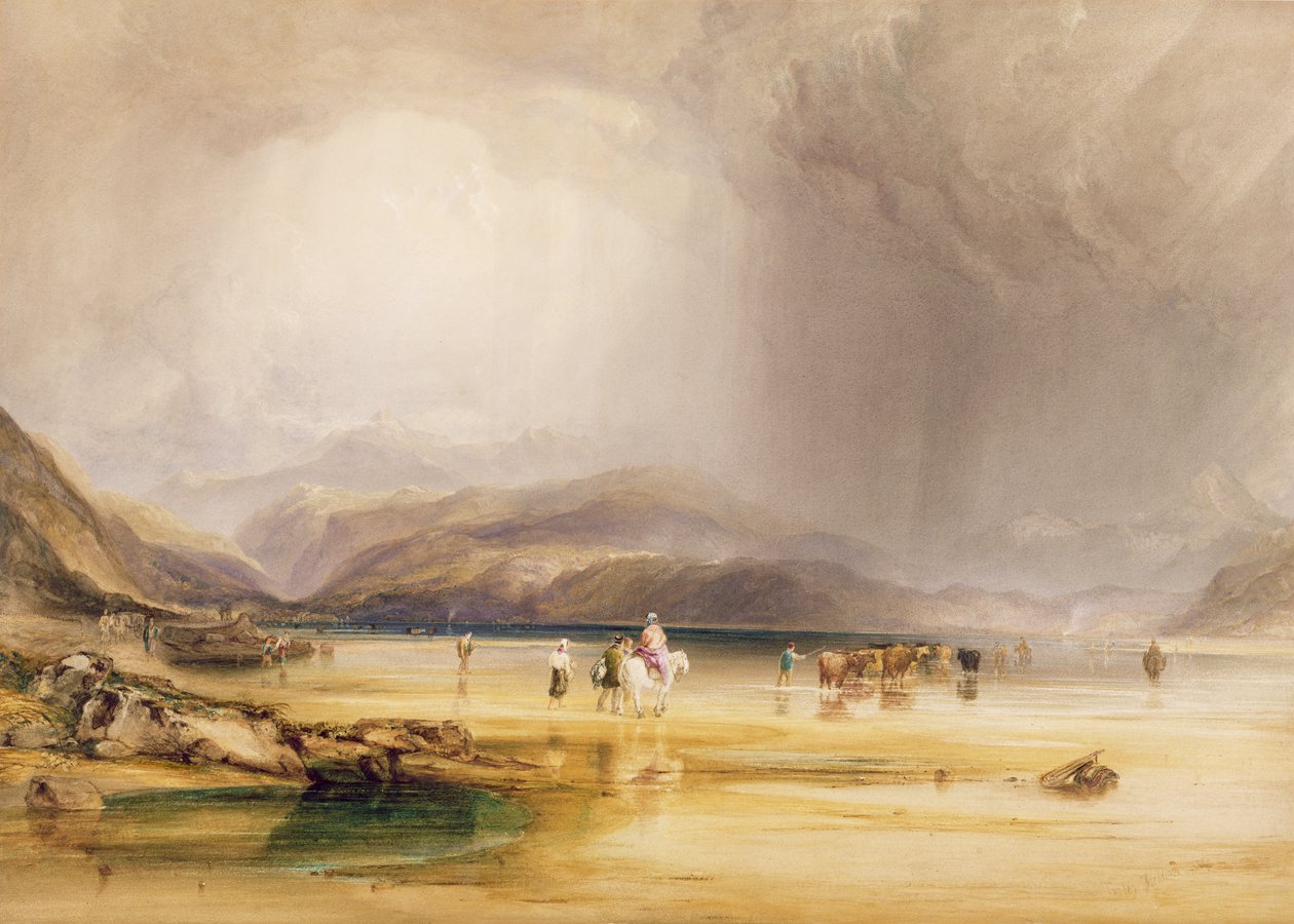 Vue de Snowdon depuis les sables de Traeth Mawe, prise au gué entre Pont Aberglaslyn et Tremadoc, 1834 - Anthony Vandyke Copley Fielding