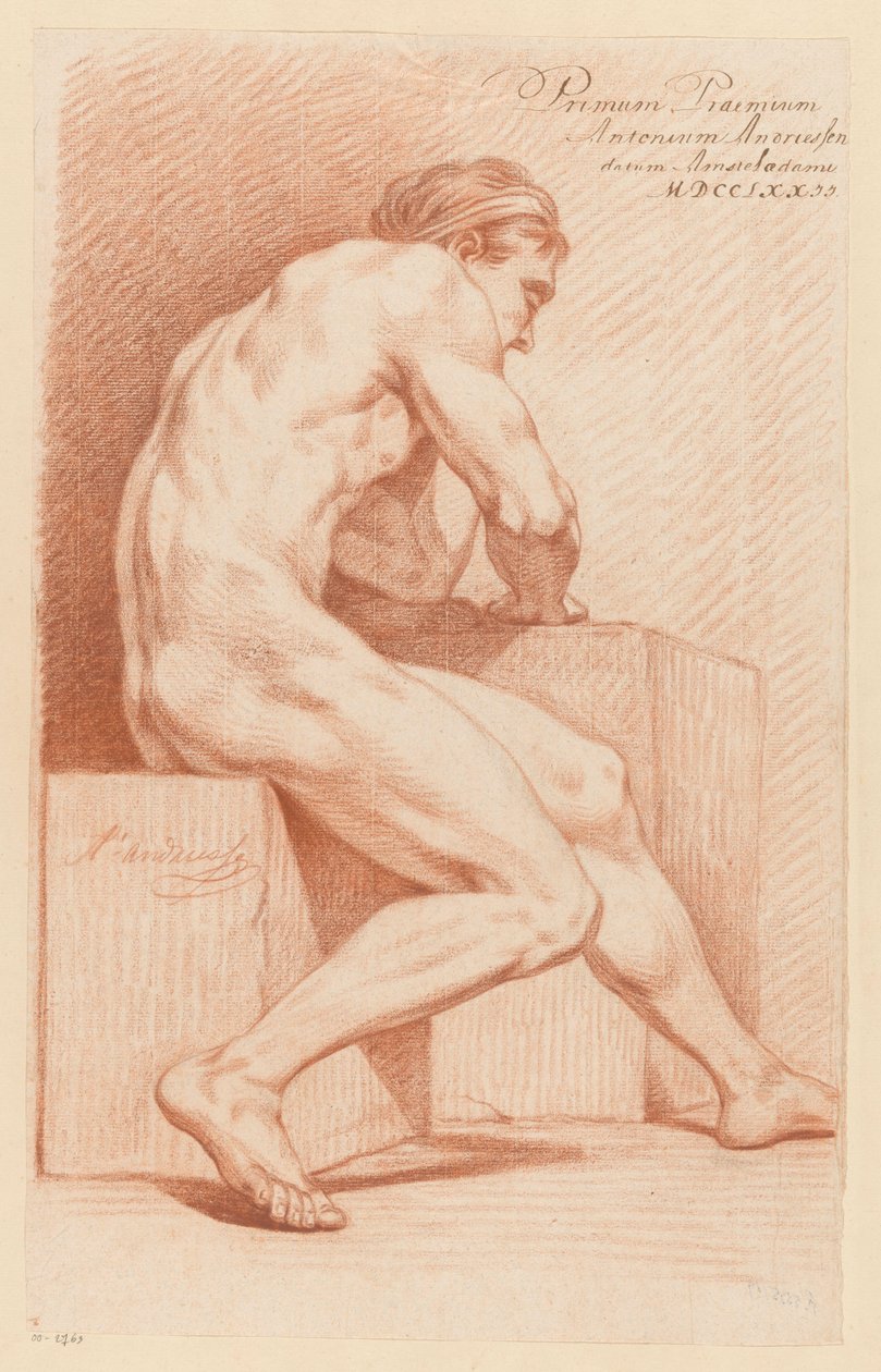 Nu masculin assis, vu de côté (1er prix 1772) - Anthony Andriessen