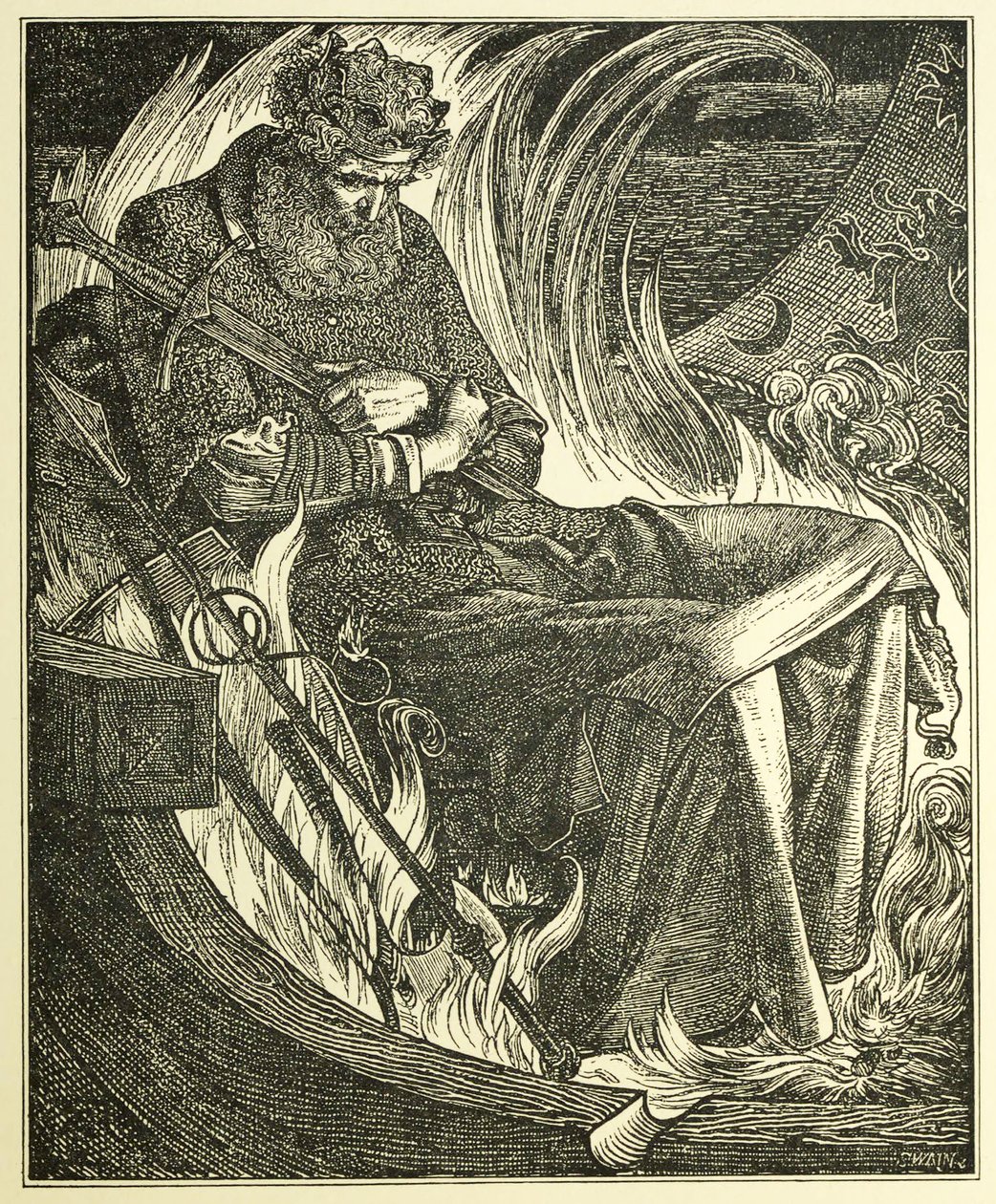 Mort du roi Warwulf, pub. 1915 - Anthony Frederick Augustus Sandys