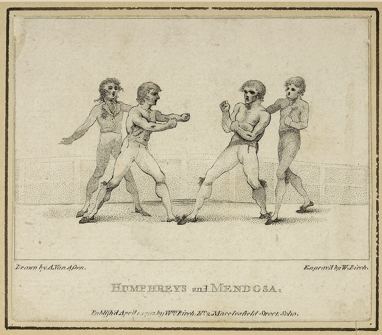 Humphreys et Mendoza, gravé par William Birch, publié en 1792 - Anthony van (after) Assen