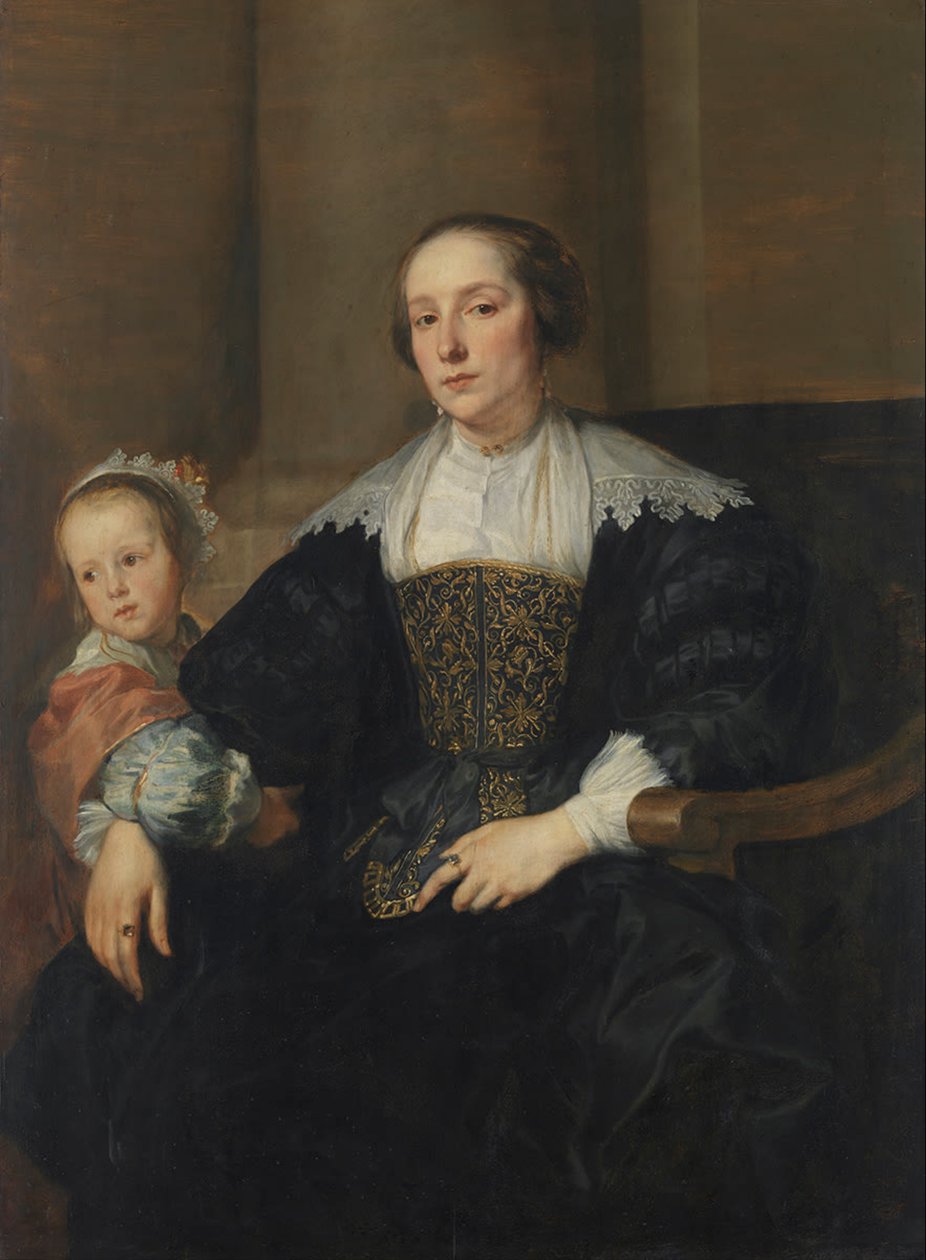 Allemand : Bildnis der Anna van Thielen, Gattin des Malers Theodoor Rombouts, mit ihrer Tochter Anna Maria Portrait d