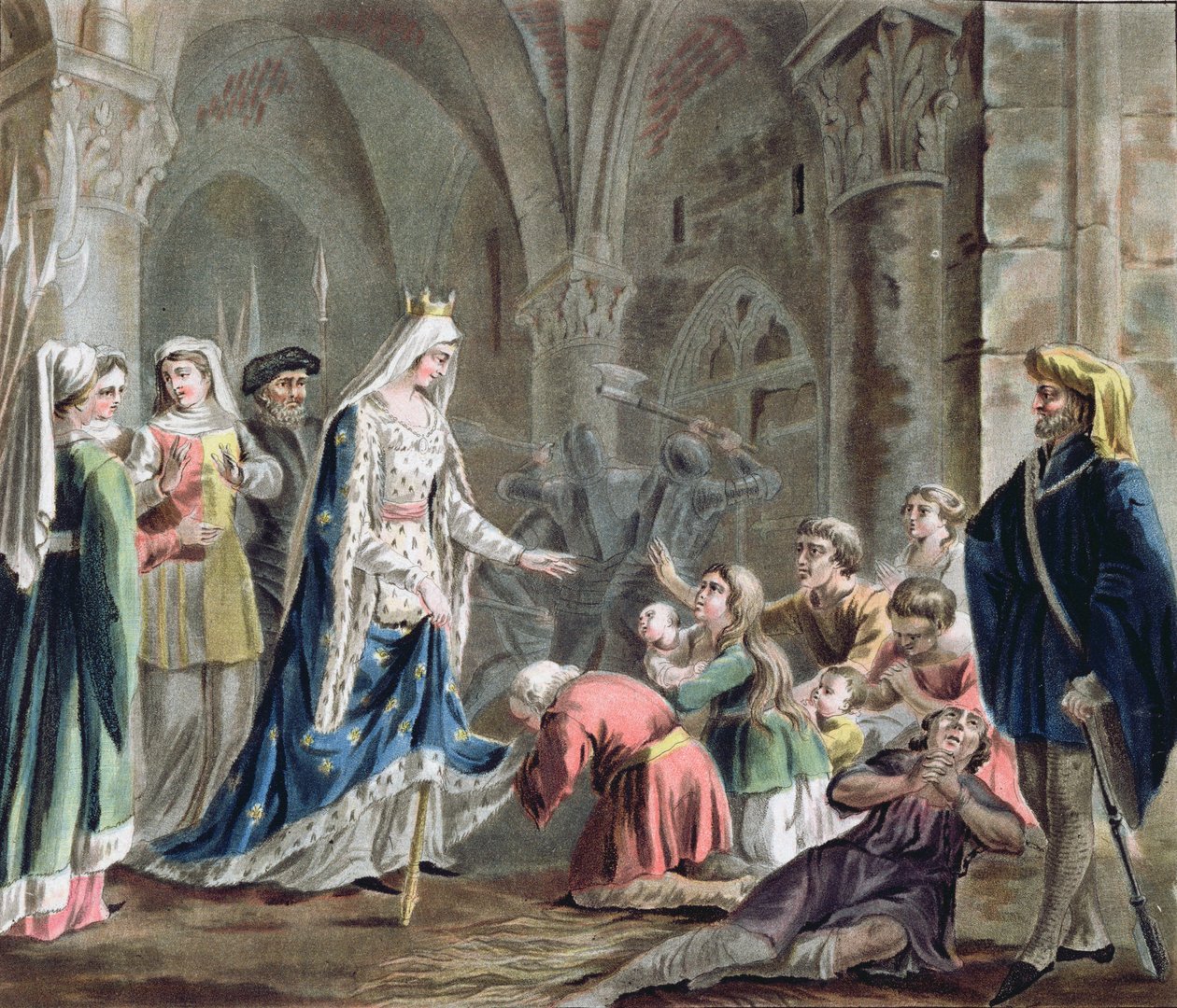 Blanche de Castille (1185-1252) détruit les prisons du chapitre de Paris, gravé par Jean Baptiste Morret (fl. 1790-1820) 1787 - Antoine Louis Francois Sergent Marceau