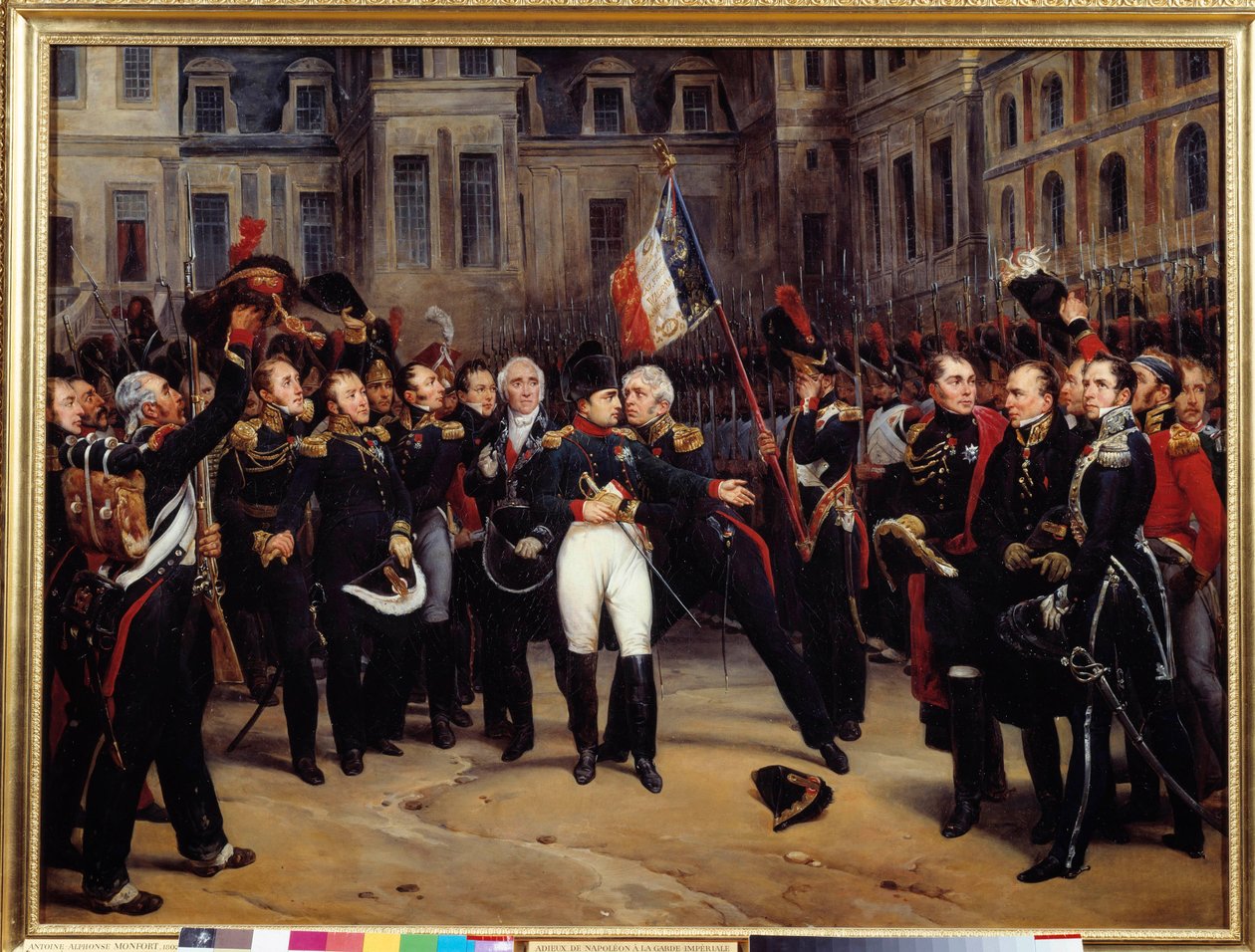Abdication de 1814 - Les adieux de Napoléon Bonaparte à la garde impériale dans la cour du Cheval Blanc à Fontainebleau le 20 avril 1814 - Antoine Alphonse Montfort