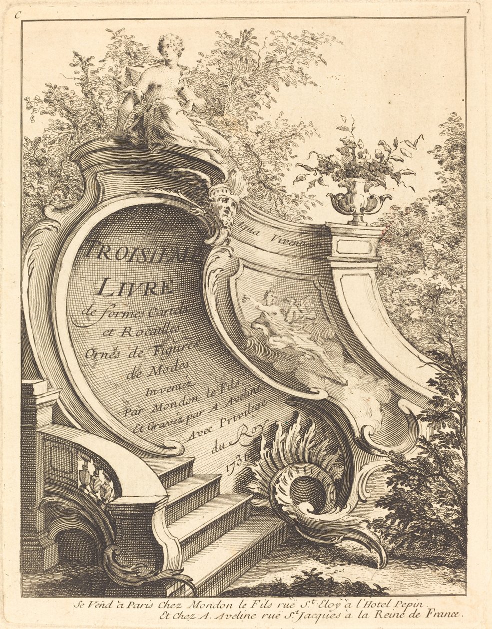 Troisième Livre de Formes Cartels et Rocailles (Page de Titre) - Antoine Aveline after Jean Mondon