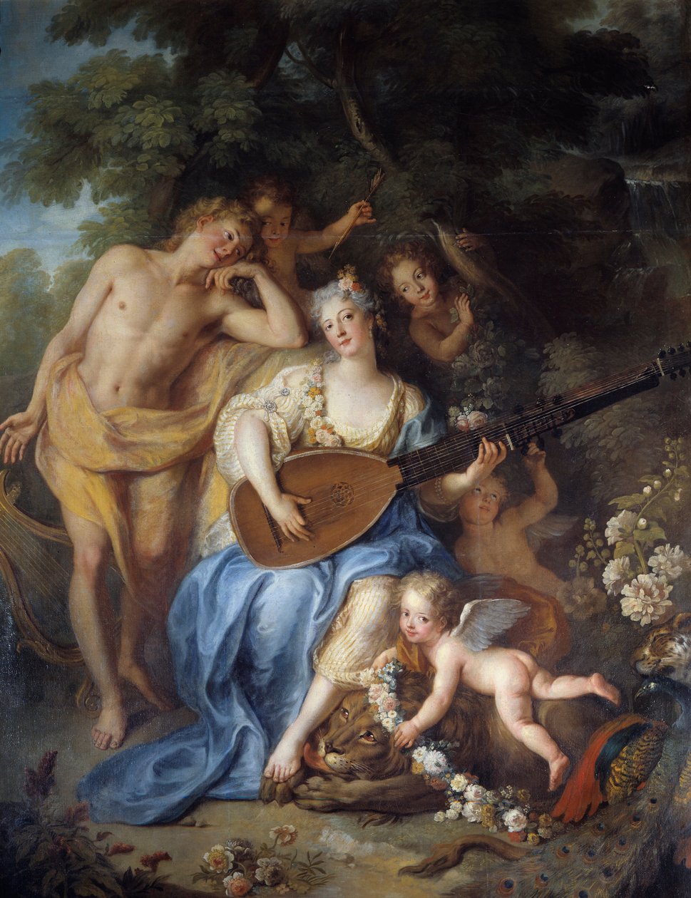 (détail) Portrait de la duchesse de Villars née Angélique de Varangeville - Antoine Coypel
