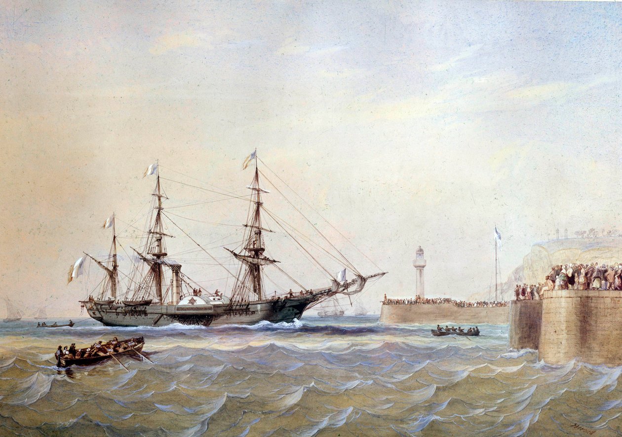 Navire à roues retournant au port du Havre - Antoine Desire Heroult