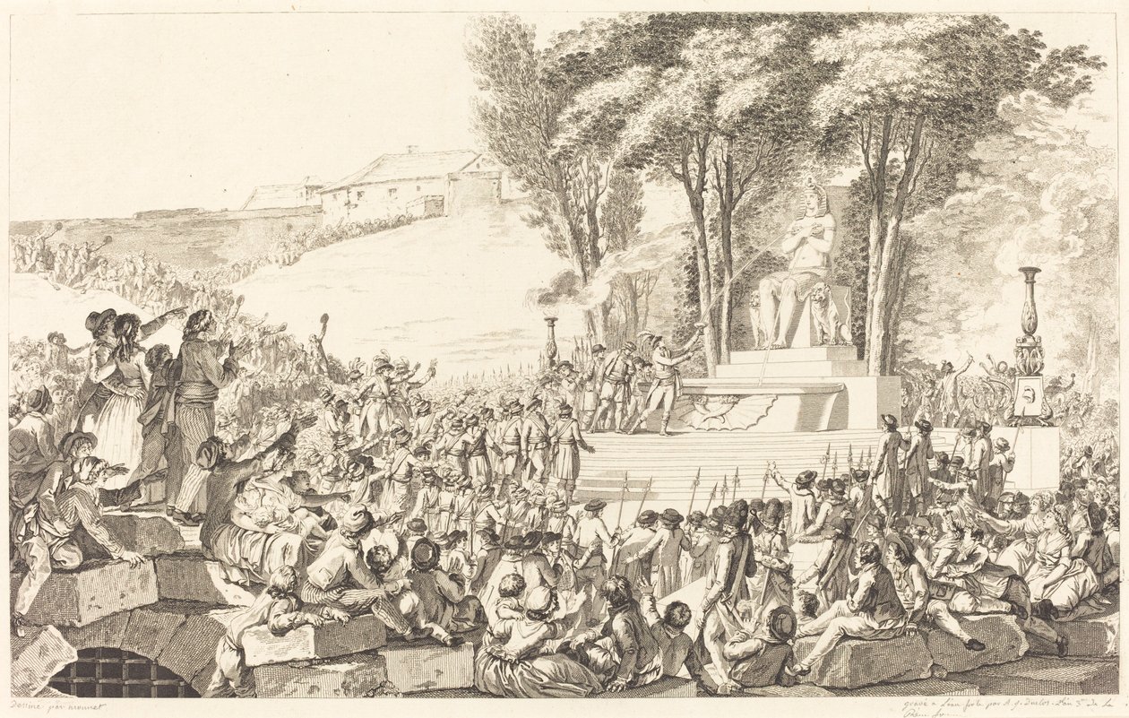 La Fontaine de la Régénération sur les débris de la Bastille, le 10 avril 1793 - Antoine Jean Duclos after Charles Monnet