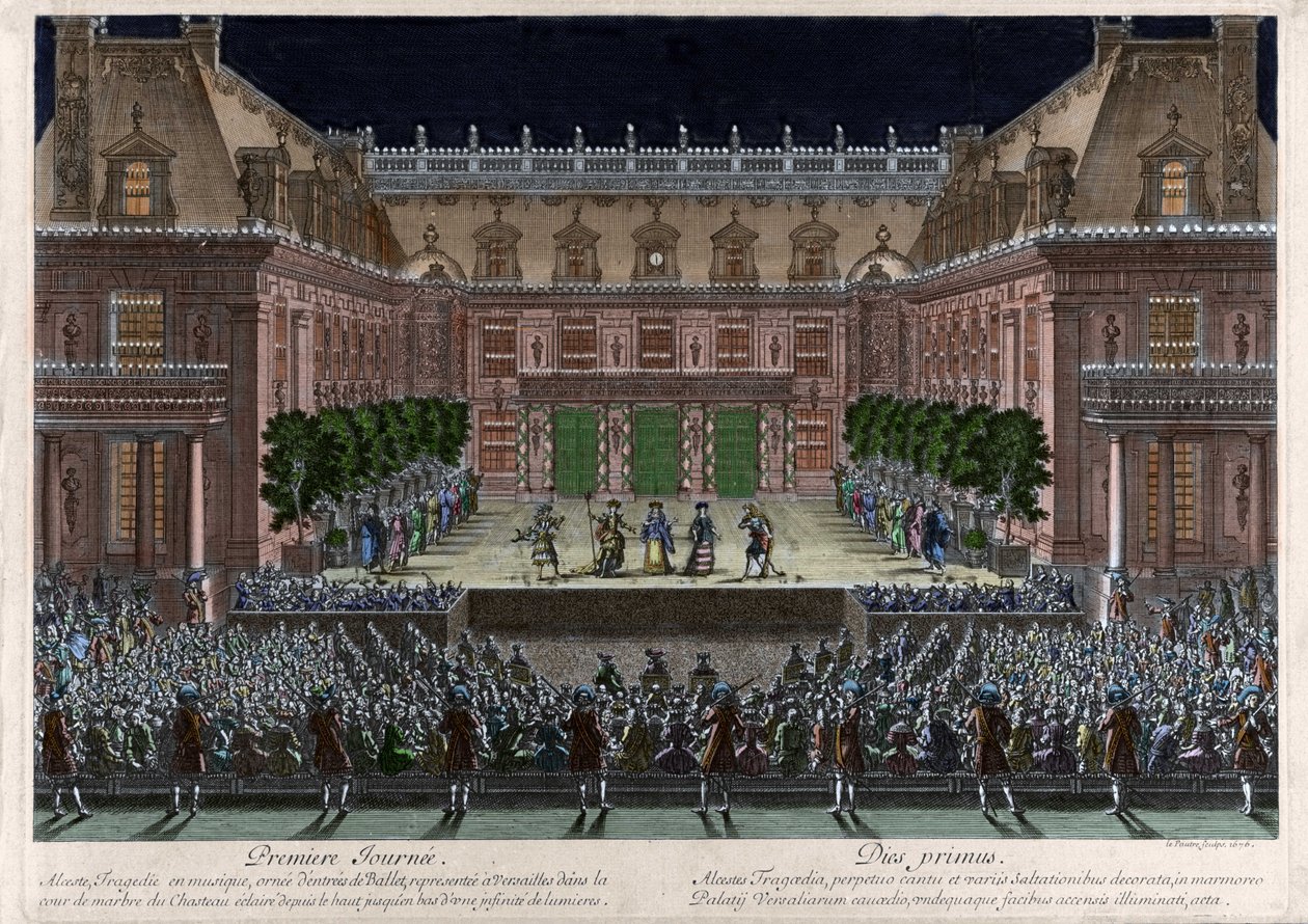 Représentation, dans la cour de marbre du château de Versailles, d