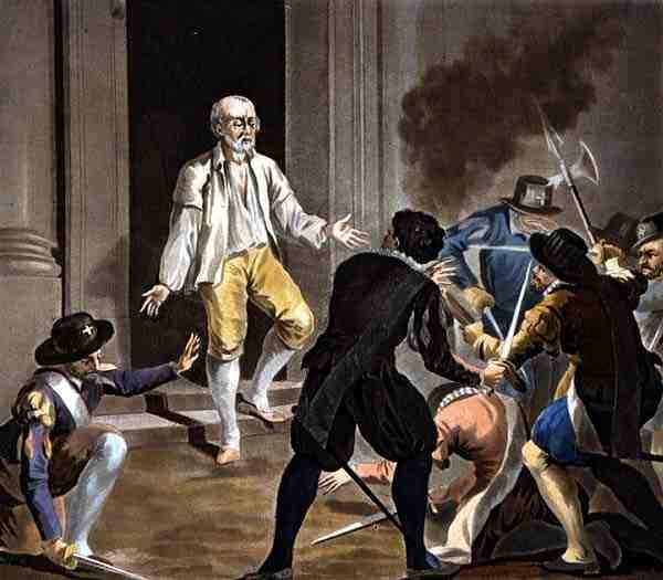 La mort de Gaspard de Coligny (gravé par Jean Baptiste Morret, 1788) - Antoine Louis Francois (after) Sergent Marceau