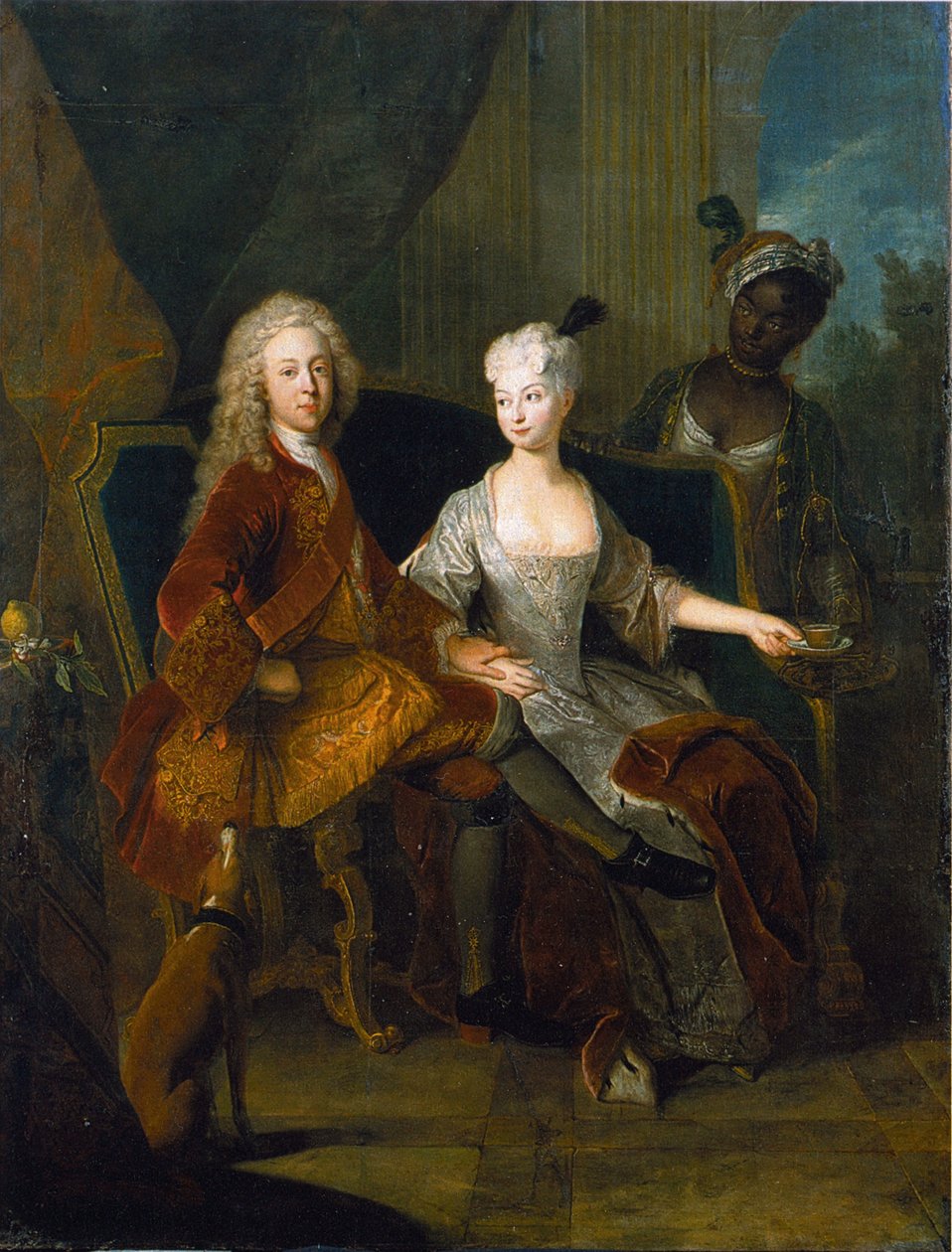 French : Prince héritier Friedrich Ludwig of Württemberg (1698-1731) avec son épouseHenriette Marie von Brandenburg-Schwedt (1702-1782) Portrait of the Hereditary Prince Friedrich Ludwig of Württemberg and his wife Henriette Marie of Brandenburg-Schwedt - Antoine Pesne