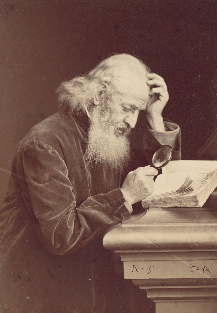 [Homme barbu avec une loupe examinant un manuscrit], 1870s - Antoine Samuel Adam Salomon