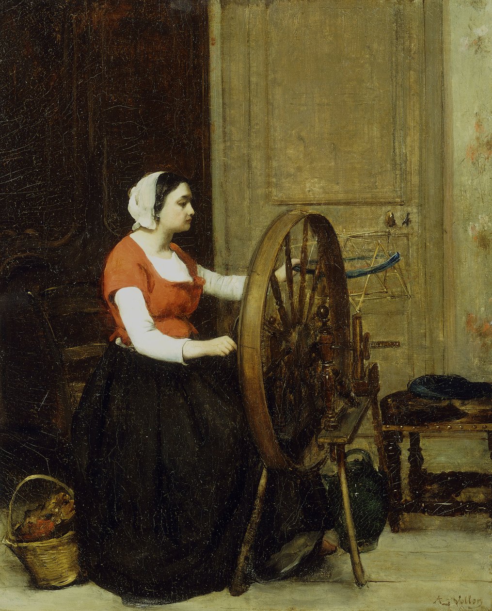 Femme et roue à filer - Antoine Vollon