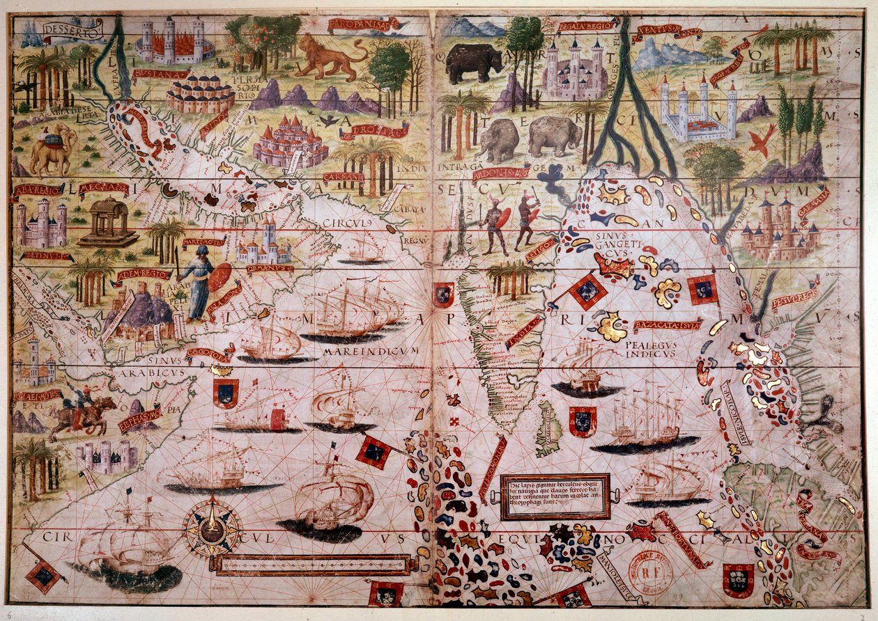 Atlas nautique des Indes portugaises. Page du manuscrit de l