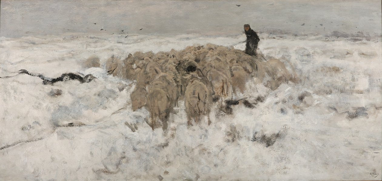 Troupeau de Moutons dans la Neige - Anton Mauve