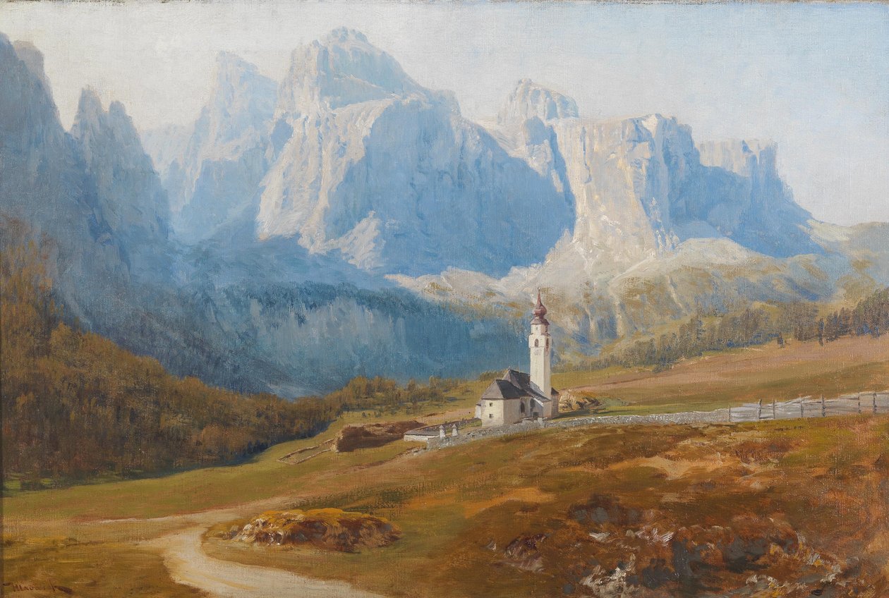 Anton Hlavacek Vue sur Kolfuschg avec le groupe Geisler - Anton Hlavacek