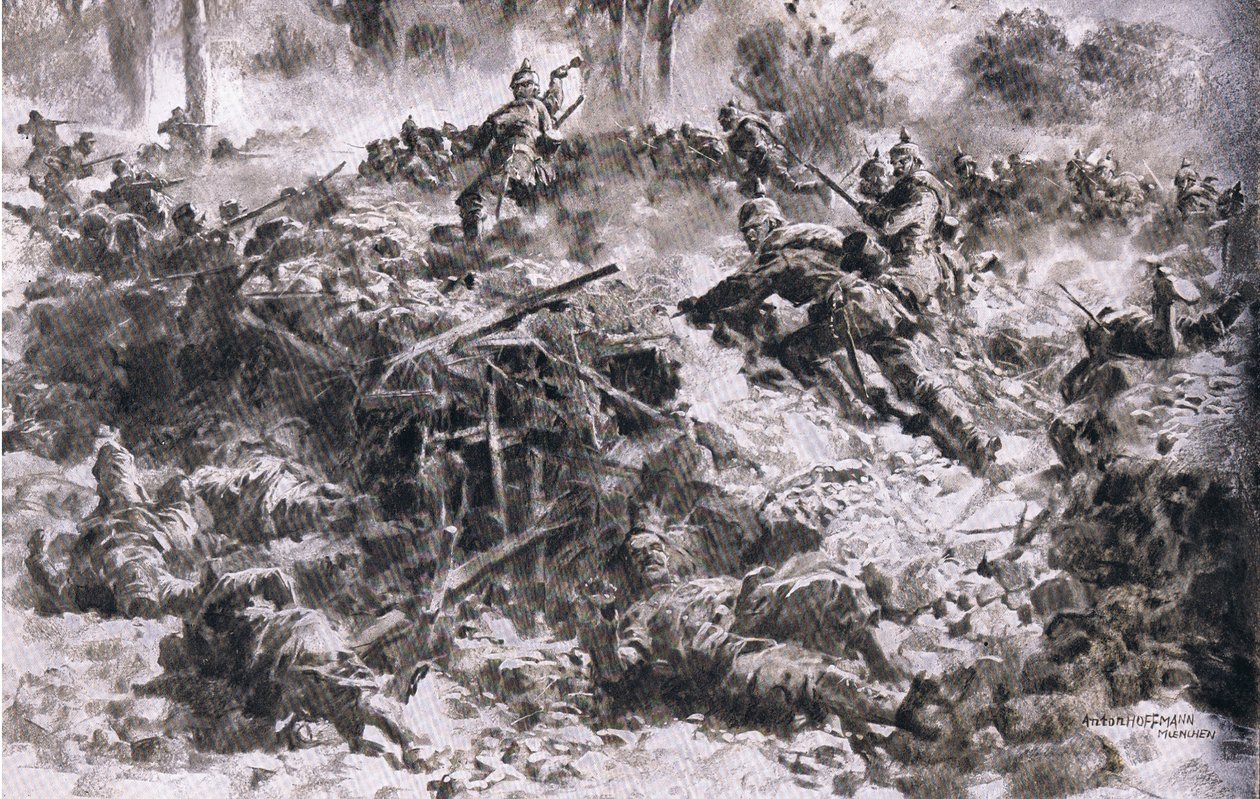 Les Grenadiers du Roi de Wurtemberg perçant les positions ennemies dans les Argonnes, de L